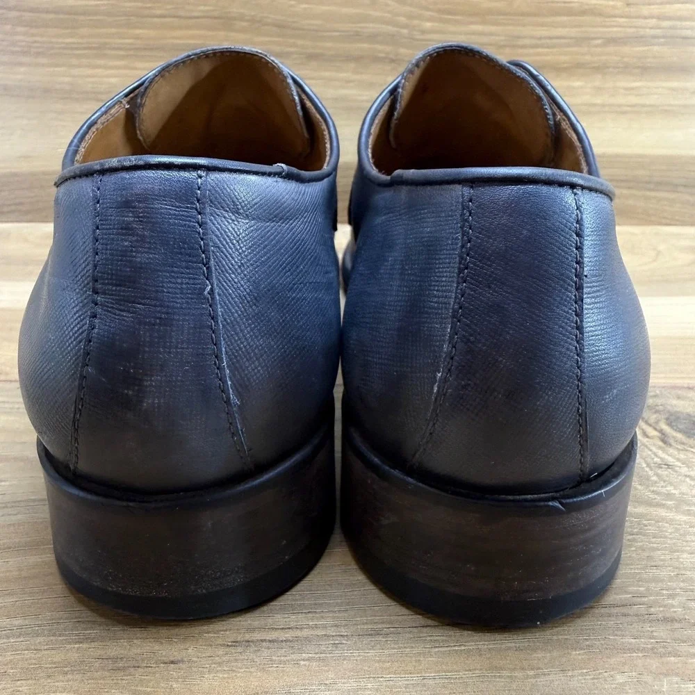 John Varvatos Monk Strap Dress Shoes Mens 10 Gray Blue Leather Italy